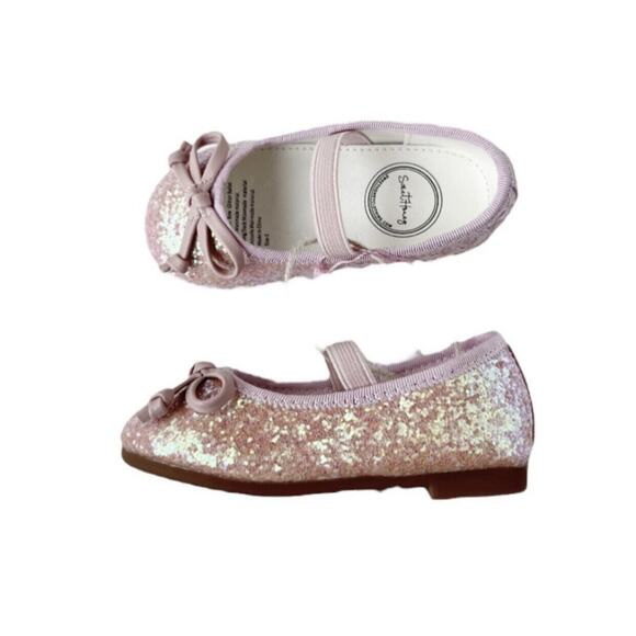 NWT SweetHoney Small Bow Glitter Ballet Flats Size 5 - Picture 1 of 7